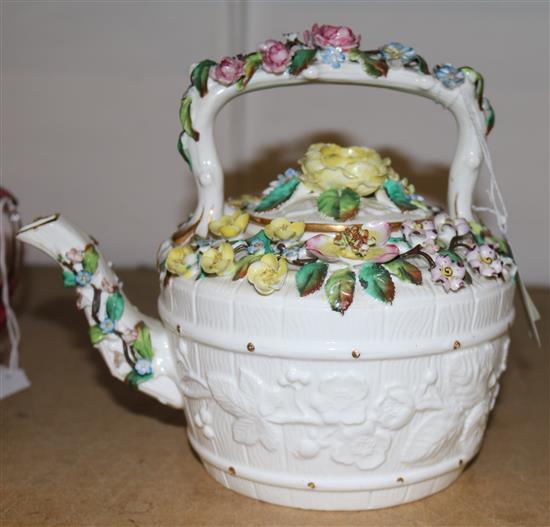 Victorian flower encrusted tea kettle